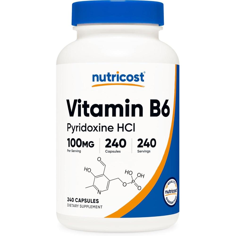 image:imageNutricost Vitamin B6 Pyridoxine HCl 100mg 240 Capsules240 Count Pack of 1