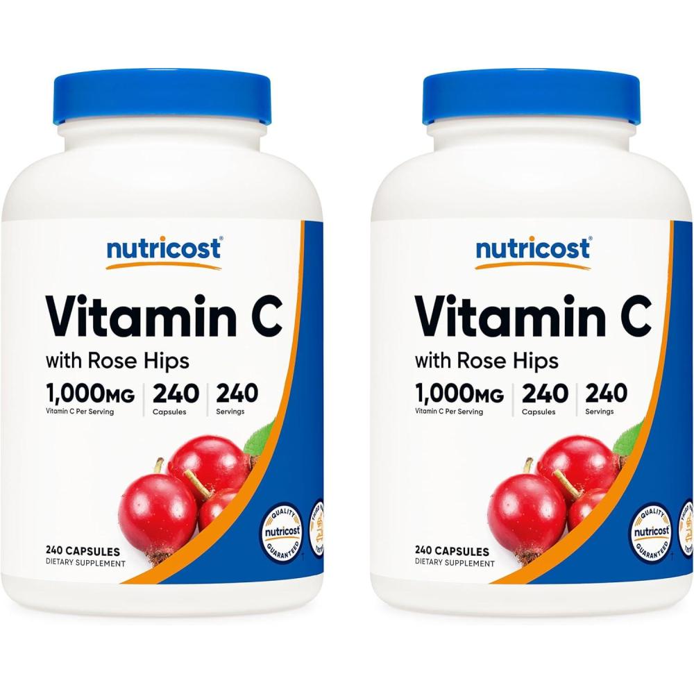 image:imageNutricost Vitamin C with Rose HIPS 1025mg 240 Capsules  Vitamin C 1000mg Rose HIPS 25mg Premium NonGMO Gluten Free Supplement240 Count Pack of 2