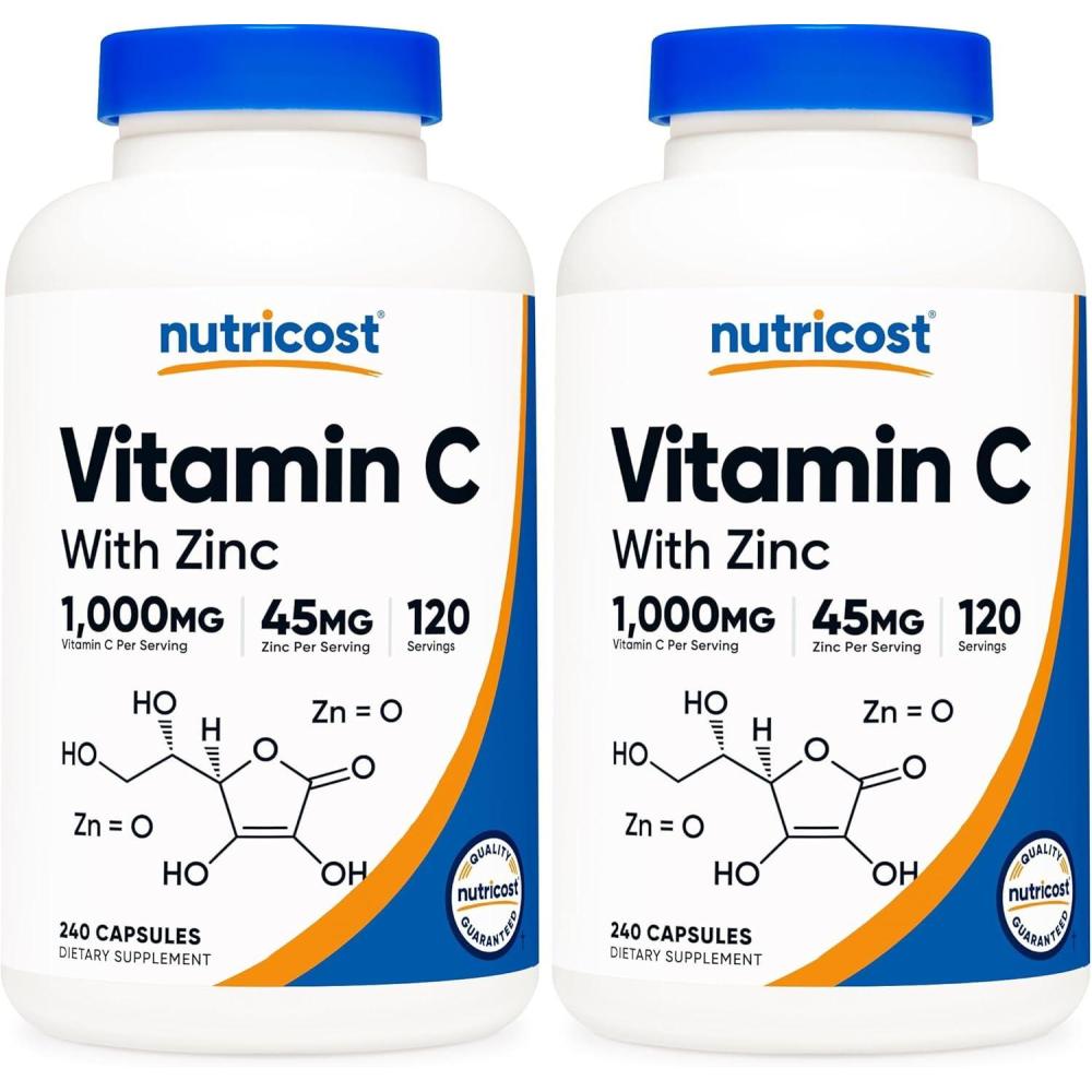 image:imageNutricost Vitamin C with Zinc Capsules 120 Servings  1000mg 45mg Zinc NonGMO Gluten Free Vitamin C Supplement120 Count Pack of 2