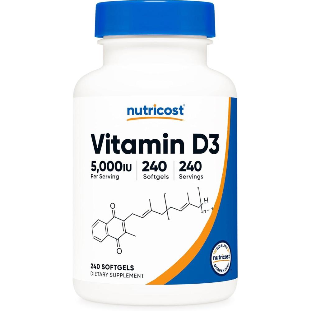 image:imageNutricost Vitamin D3 5000 IU 125mcg 240 Softgels  NonGMO and Gluten Free Vitamin D240 Count Pack of 1