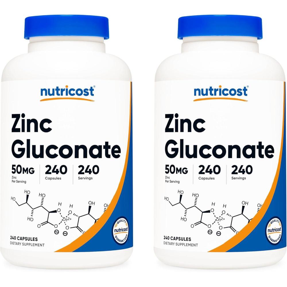 image:imageNutricost Zinc Gluconate 240 Vegetarian Capsules 50mg Gluten Free and NonGMO1 Count Pack of 2