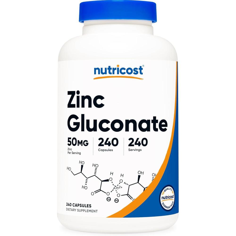 image:imageNutricost Zinc Gluconate 240 Vegetarian Capsules 50mg Gluten Free and NonGMO240 Count Pack of 1