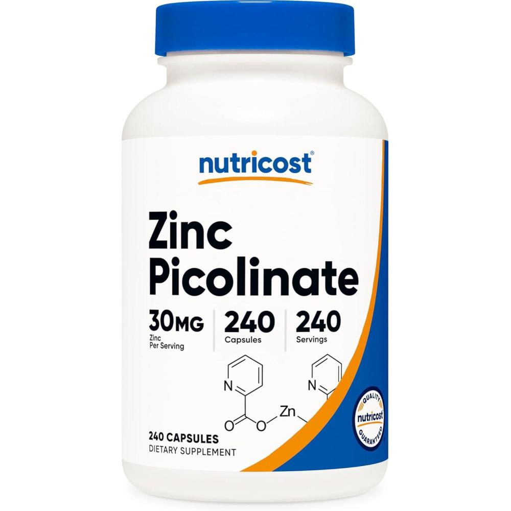 image:imageNutricost Zinc Picolinate 30mg 120 Capsules Gluten Free and NonGMO240 Count Pack of 1