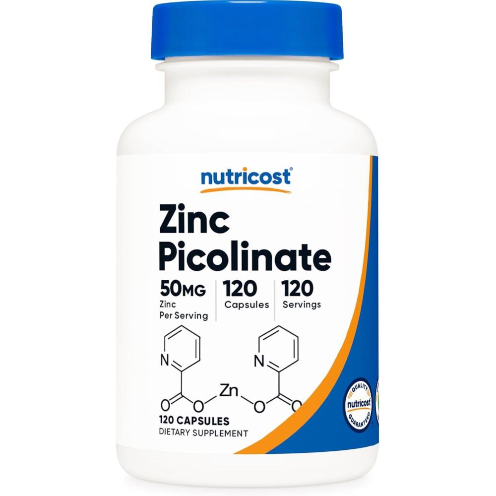 image:imageNutricost Zinc Picolinate 50mg 240 Vegetarian Capsules  Gluten Free and NonGMO 240 Caps120 Count Pack of 1