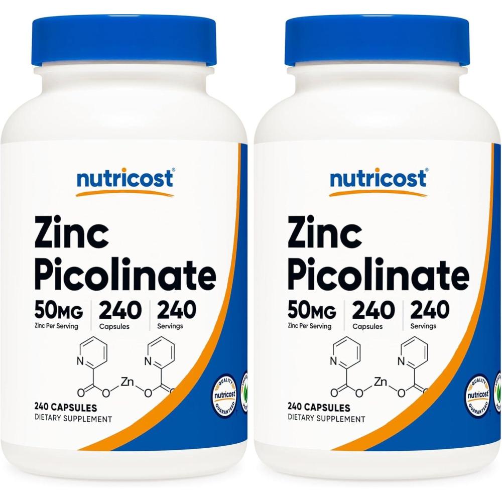 image:imageNutricost Zinc Picolinate 50mg 240 Vegetarian Capsules Gluten Free and NonGMO 240 Caps240 Count Pack of 2