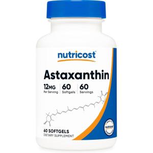 Nutricost Astaxanthin 12mg, 60 Softgels – Non-GMO and Gluten Free (2 Month Supply)(60 Count (Pack of 1))