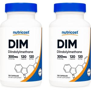 Nutricost DIM (Diindolylmethane) Plus BioPerine 300mg, 120 Vegetarian Capsules – Up to 4 Month Supply, Max Strength DIM Supplement(120 Count (Pack of 2))