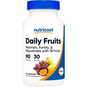 Nutricost Daily Fruits (18 Fruits Blend) 90 Capsules – Gluten-Free, GMO-Free, 30 Servings