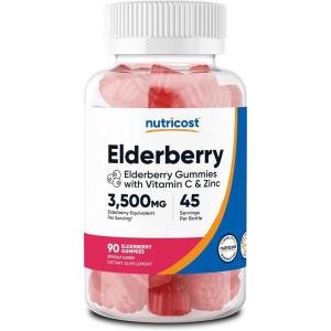 Nutricost Elderberry Extract Gummies 90 Gummies for 45 Servings Per Bottle – with Vitamin C & Zinc, Gluten Free