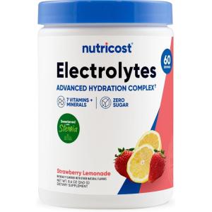 Nutricost Electrolyte Complex Powder (60 Servings, Blue Raspberry) – Hydration Supplement Drink Mix with Vitamins and Minerals(Strawberry Lemonade)