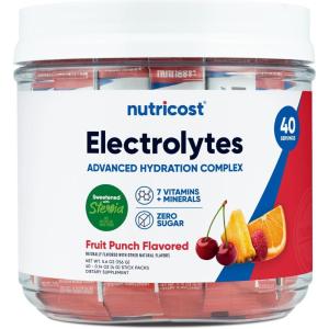 Nutricost Electrolytes Complex, Blue Raspberry Flavored, 40 Stickpacks – Advanced Hydration Complex(Fruit Punch)