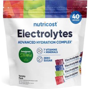 Nutricost Electrolytes Complex, Blue Raspberry Flavored, 40 Stickpacks – Advanced Hydration Complex(Variety Pack)