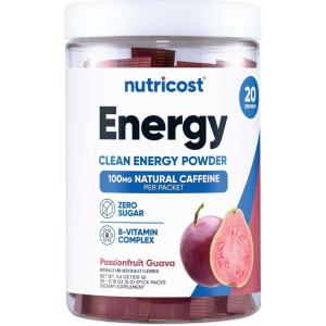 Nutricost Energy Complex Stickpack (20 Servings) Grape Flavored – Gluten-Free + Non-GMO(Passionfruit Guava)