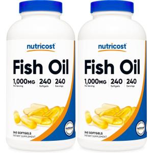 Nutricost Fish Oil Omega 3 Softgels with EPA & DHA (1000mg of Fish Oil, 560mg of Omega-3), 240 Softgels, Non-GMO, Gluten Free.(240 Count (Pack of 2))