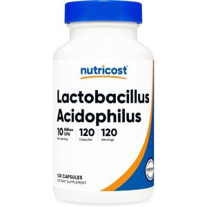 Nutricost Lactobacillus Acidophilus 10 Billion CFU, 120 Vegetarian Capsules(120 Count (Pack of 1))