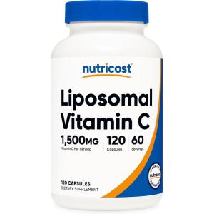 Nutricost Liposomal Vitamin C (1500mg) 120 Vegan Capsules – GMO-Free, Gluten-Free, 60 Servings(120 Count (Pack of 1))
