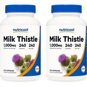 Nutricost Milk Thistle Extract 240 Capsules for 240 Servings Per Bottle – Vegan, GMO Free and Gluten Free(240 Count (Pack of 2))