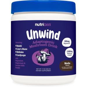 Nutricost Nutrizen PM Unwind Adaptogenic Mushroom Drink (Mocha Flavored) 30 Servings – Includes Reishi, Lion’s Mane, Shiitake, Cordyceps(Mocha)