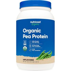Nutricost Organic Pea Protein Powder (3 LBS) Unflavored – Certified USDA Organic, Protein from Plants, Vegetarian Friendly, Gluten Free, Non-GMO