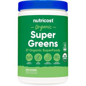 Nutricost Organic Super Greens Powder (30 Servings) Mixed Berry Flavor – Superfood Supplement Drink Mix(Unflavoured)