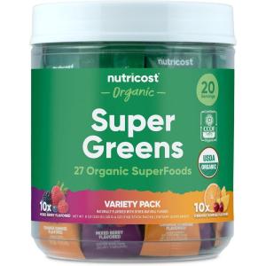 Nutricost Organic Super Greens (Variety Pack) 20 Stickpacks – Gluten-Free, GMO-Free