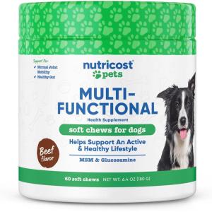 Nutricost Pets Multi-Functional Active & Healthy Lifestyle Support Soft Chews for Dogs (Beef Flavor) 60 Soft Chews