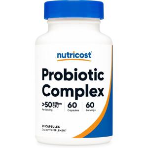 Nutricost Probiotic Complex – 50 Billion CFU, 60 Capsules – Probiotic for Men and Women – Vegetarian Capsules, Non-GMO, Gluten Free(60 Count (Pack of 1))