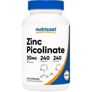 Nutricost Zinc Picolinate 30mg, 120 Capsules – Gluten Free and Non-GMO(240 Count (Pack of 1))