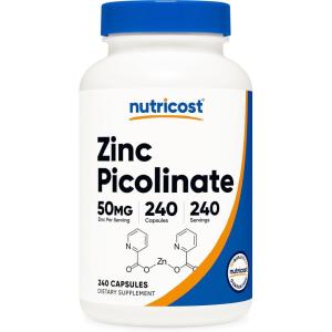 Nutricost Zinc Picolinate 50mg, 240 Vegetarian Capsules – Gluten Free and Non-GMO (240 Caps)(240 Count (Pack of 1))