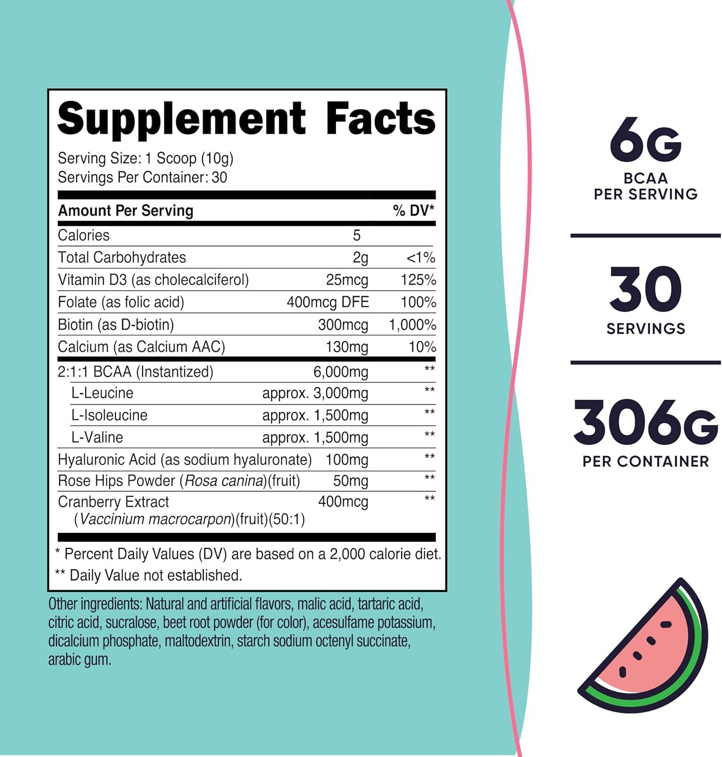 image:imageNutricost BCAA for Women Strawberry Lemonade 30 Servings Formulated Specifically for Women NonGMO and GlutenFreeWatermelon