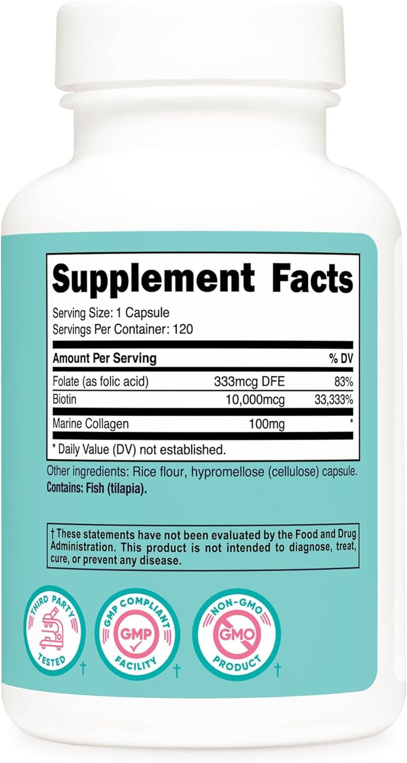 image:imageNutricost Biotin for Women 10000mcg 120 Capsules with Folate amp Collagen Gluten Free amp NonGMO