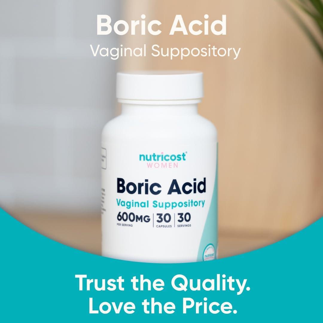 image:imageNutricost Boric Acid 600mg 30 Capsules Vaginal Suppository NonGMO for Women30 Count Pack of 1
