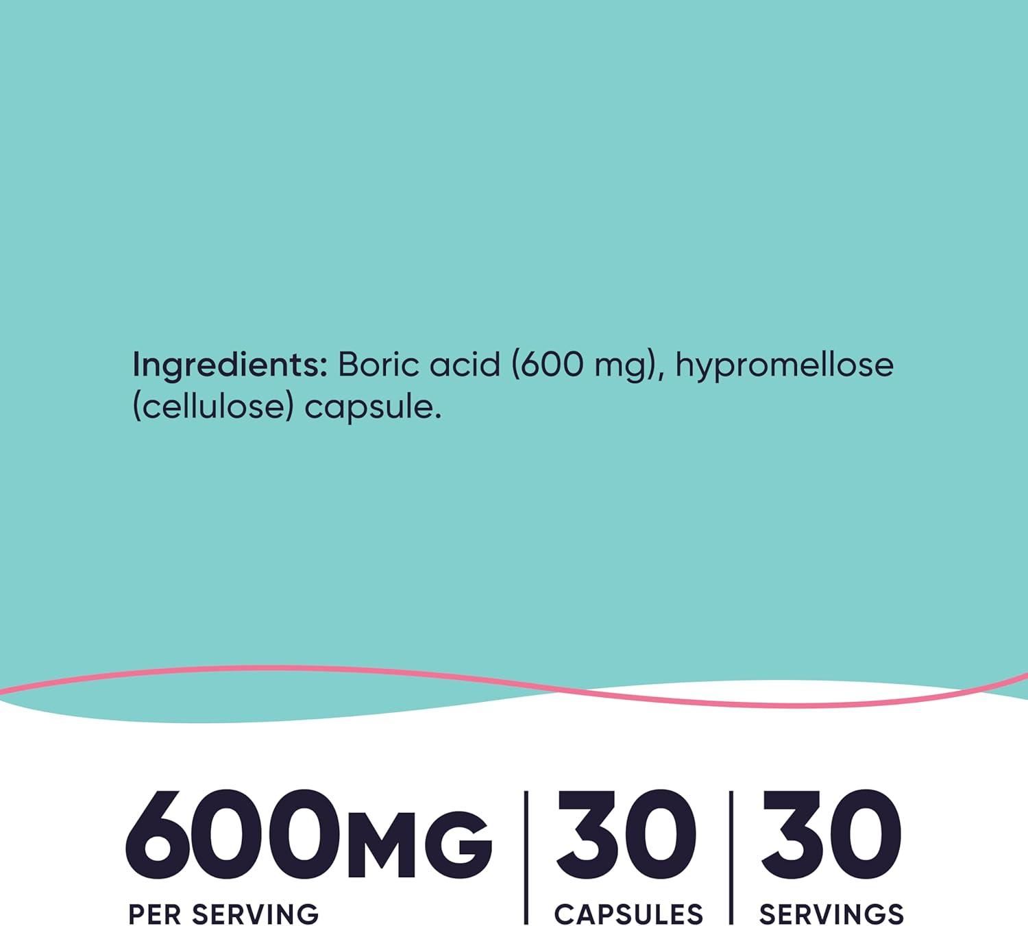 image:imageNutricost Boric Acid 600mg 30 Capsules Vaginal Suppository NonGMO for Women30 Count Pack of 1