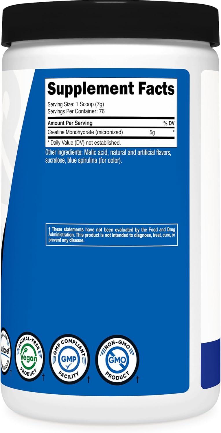 image:imageNutricost Creatine Monohydrate Micronized Powder 500G 5000mg Per Serv 5g 100 Servings 179 OzBlue Raspberry