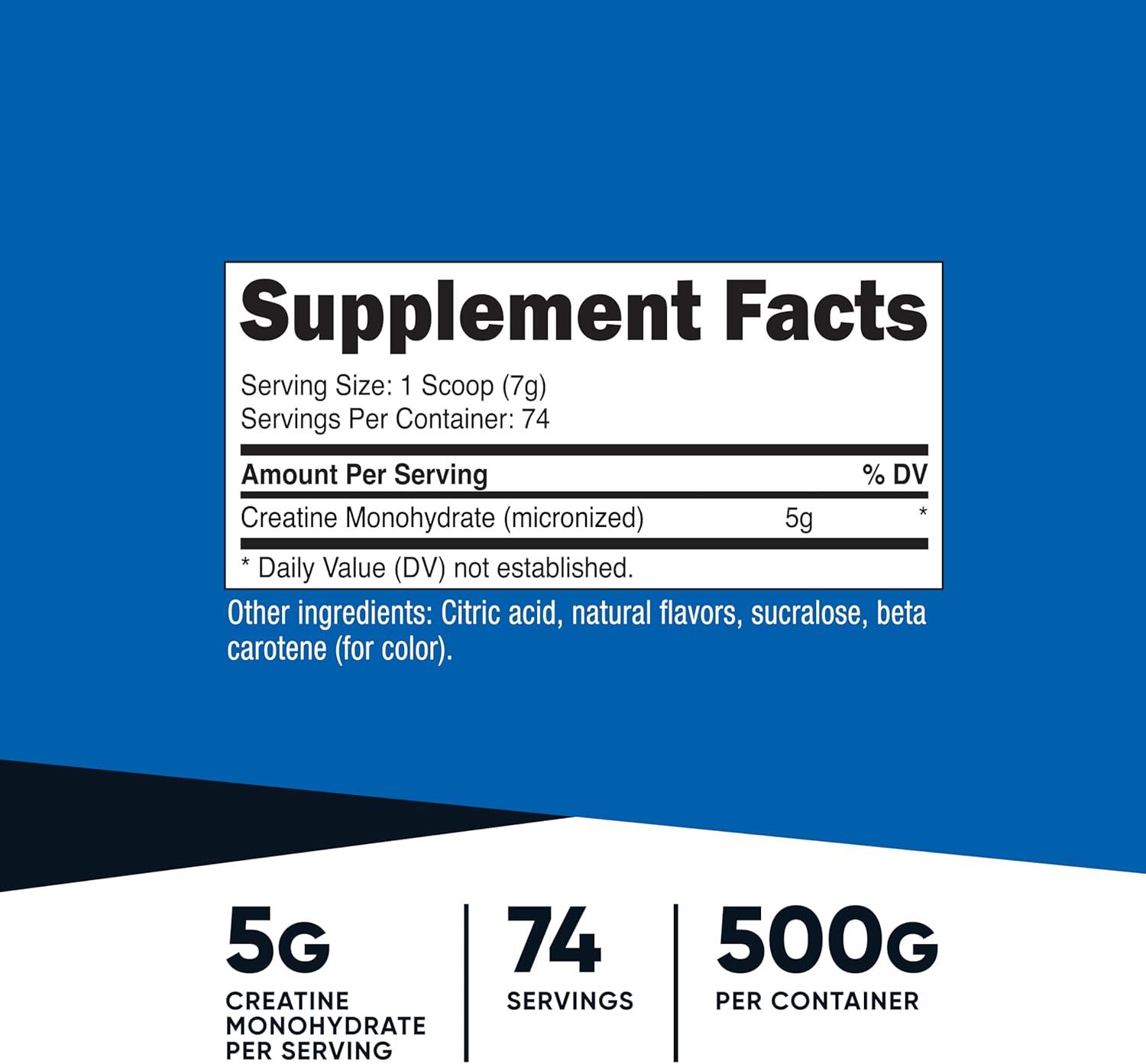 image:imageNutricost Creatine Monohydrate Micronized Powder 500G 5000mg Per Serv 5g 100 Servings 179 OzMandarin Orange