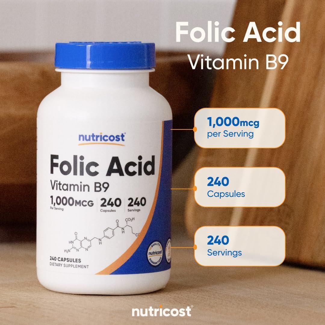image:imageNutricost Folic Acid Vitamin B9 1000 mcg 240 Capsules240 Count Pack of 1