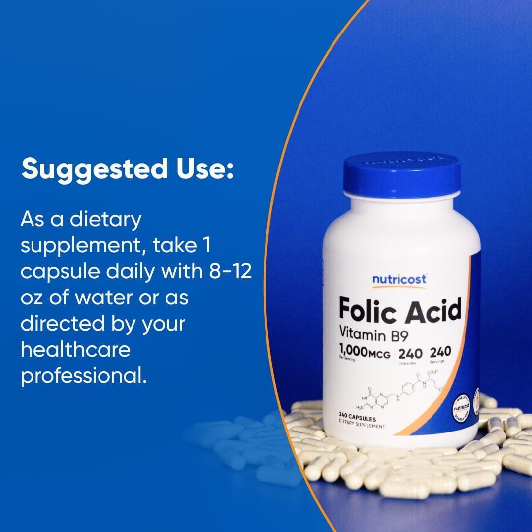 image:imageNutricost Folic Acid Vitamin B9 1000 mcg 240 Capsules240 Count Pack of 1