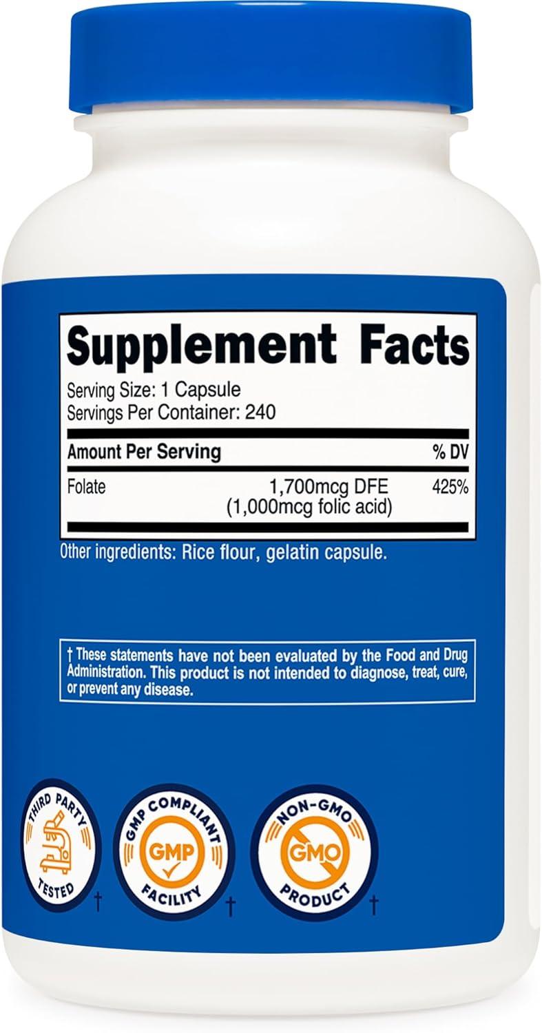 image:imageNutricost Folic Acid Vitamin B9 1000 mcg 240 Capsules240 Count Pack of 3