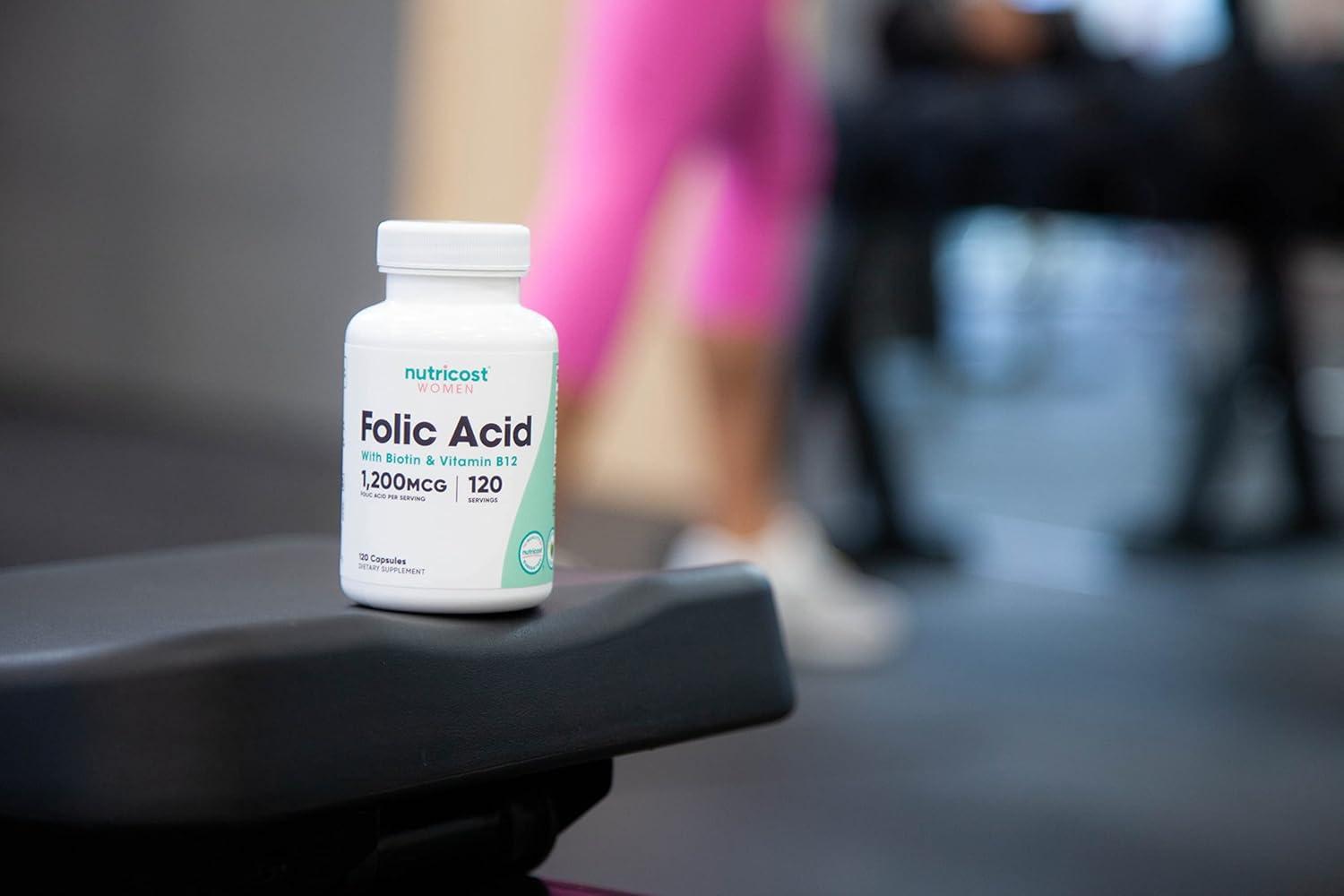 image:imageNutricost Folic Acid for Women Vitamin B9 1200 mcg 120 Capsules with B12 and Biotin Veggie Caps NonGMO amp Gluten Free