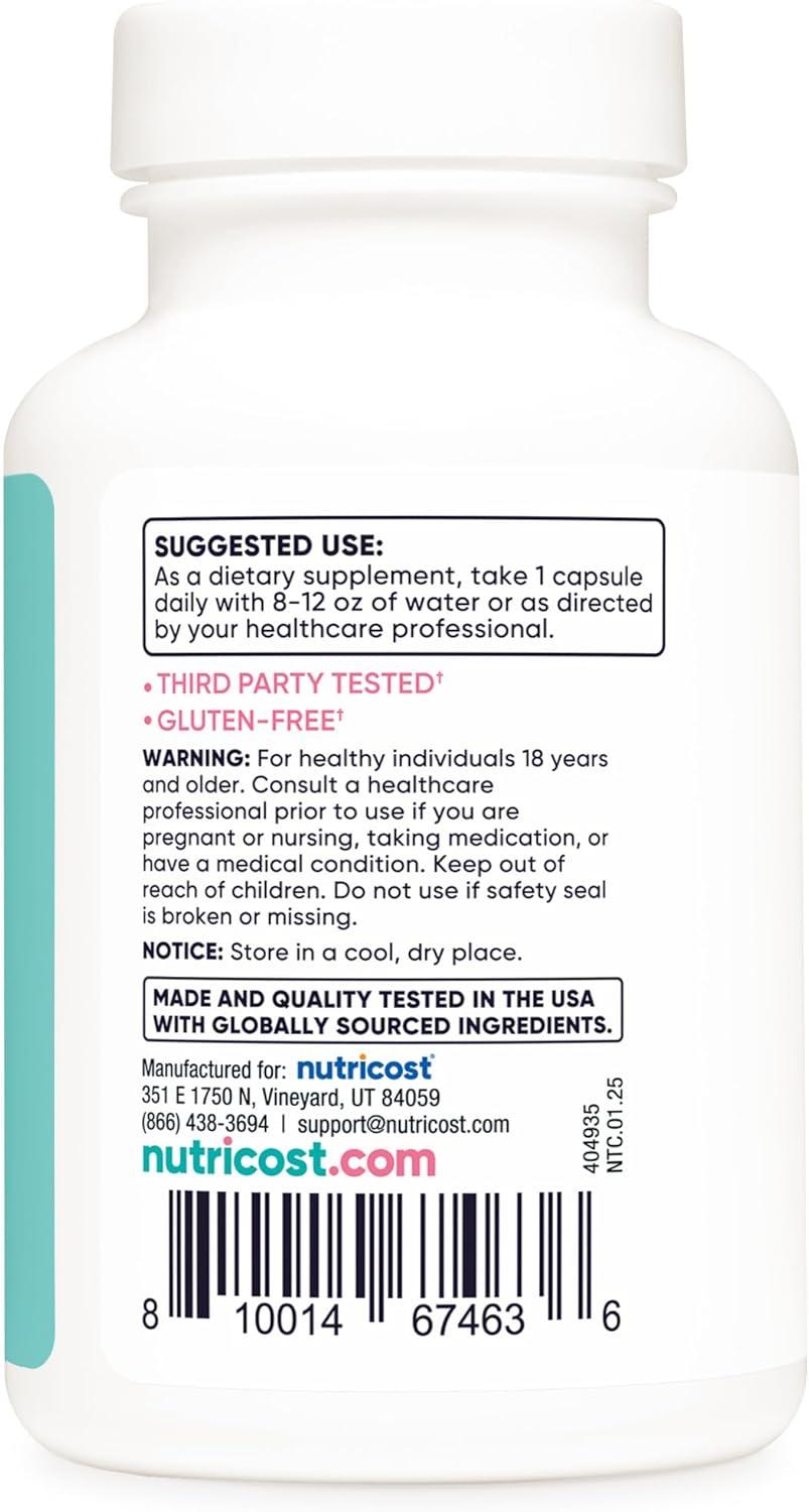 image:imageNutricost Folic Acid for Women Vitamin B9 1200 mcg 120 Capsules with B12 and Biotin Veggie Caps NonGMO amp Gluten Free