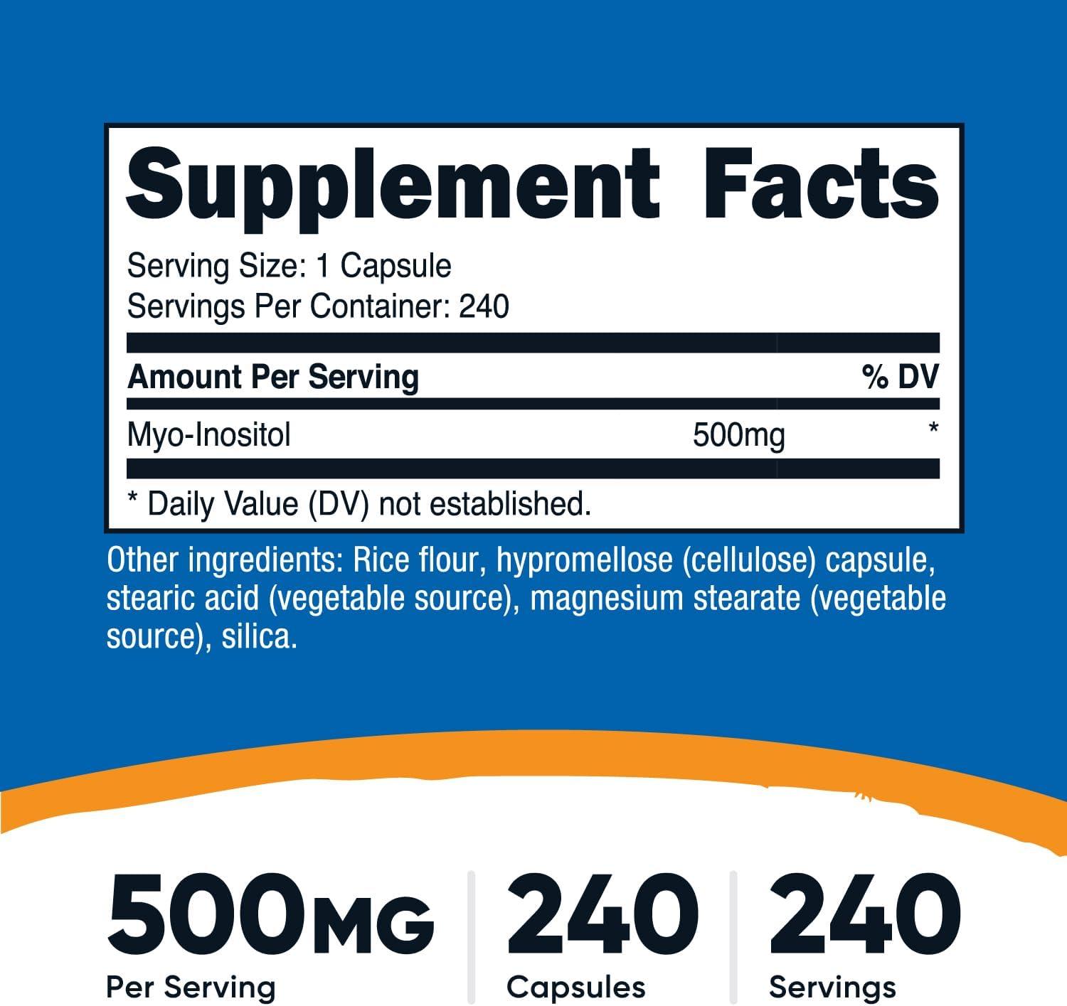 image:imageNutricost Inositol Capsules 500mg 240 Capsules Veggie Capsules NonGMO Gluten Free MyoInositol240 Count Pack of 1