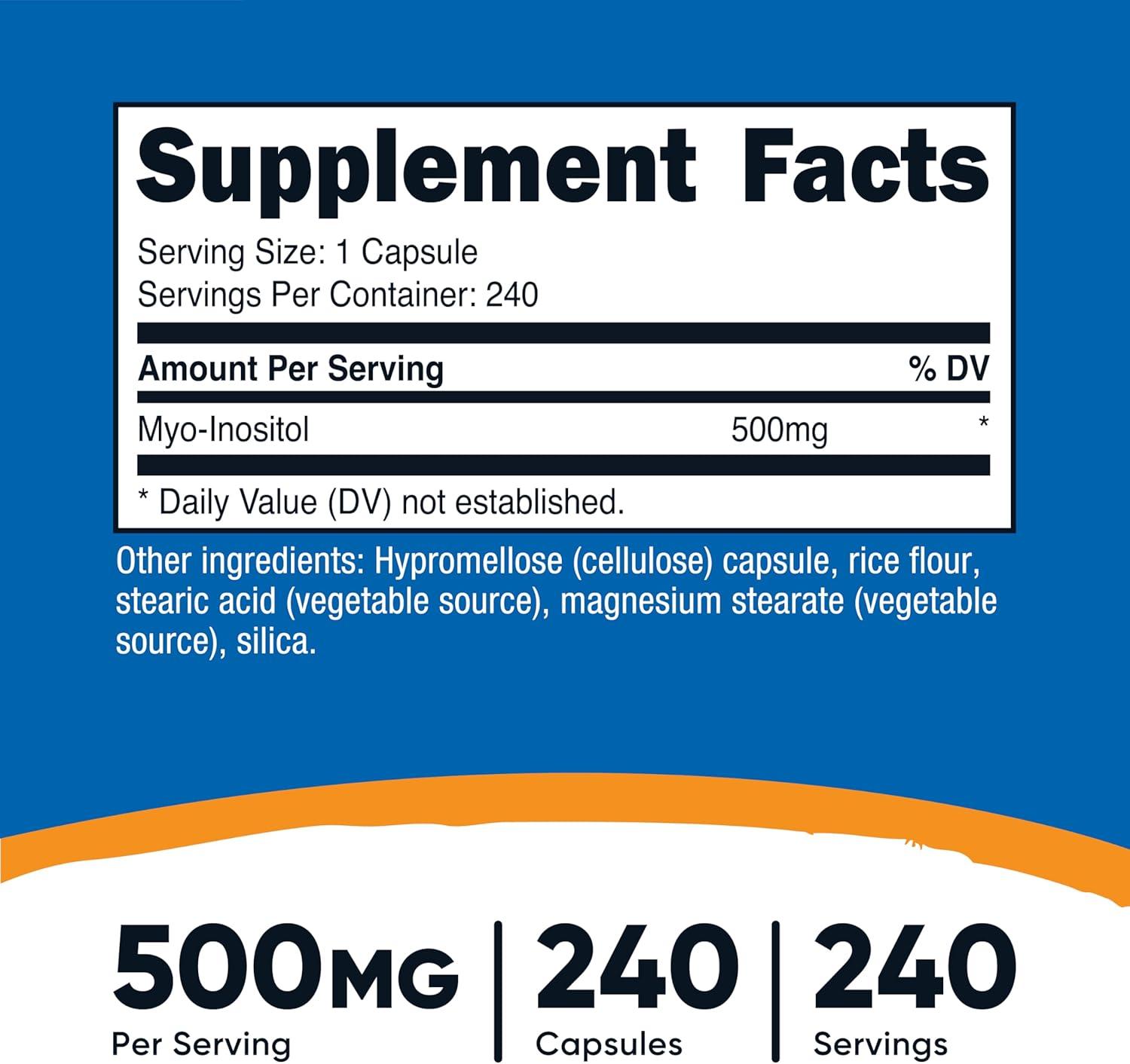 image:imageNutricost Inositol Capsules 500mg 240 Capsules Veggie Capsules NonGMO Gluten Free MyoInositol240 Count Pack of 2