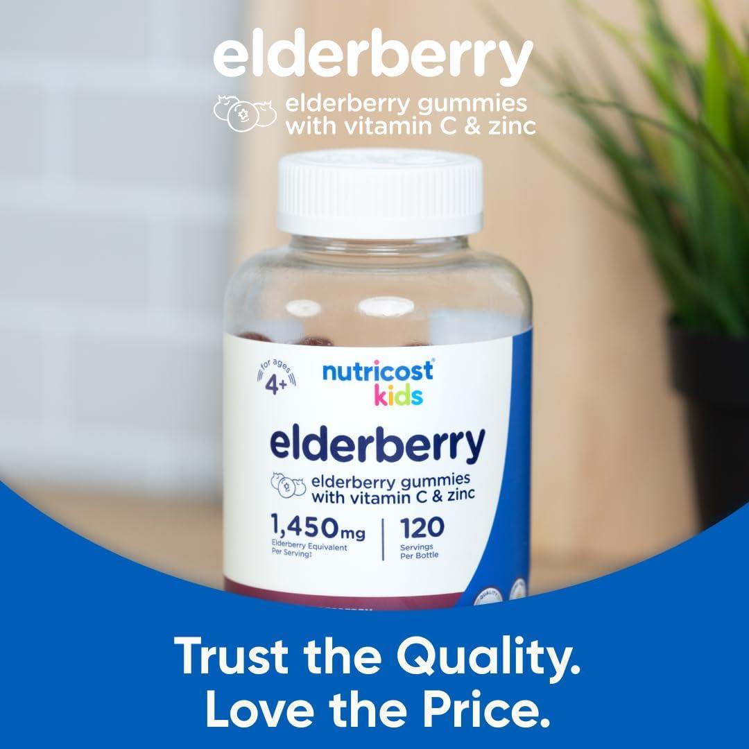image:imageNutricost Kids Elderberry Gummies 50mg with Zinc amp Vitamin C 120 Gummies Gluten Free No Corn Syrup