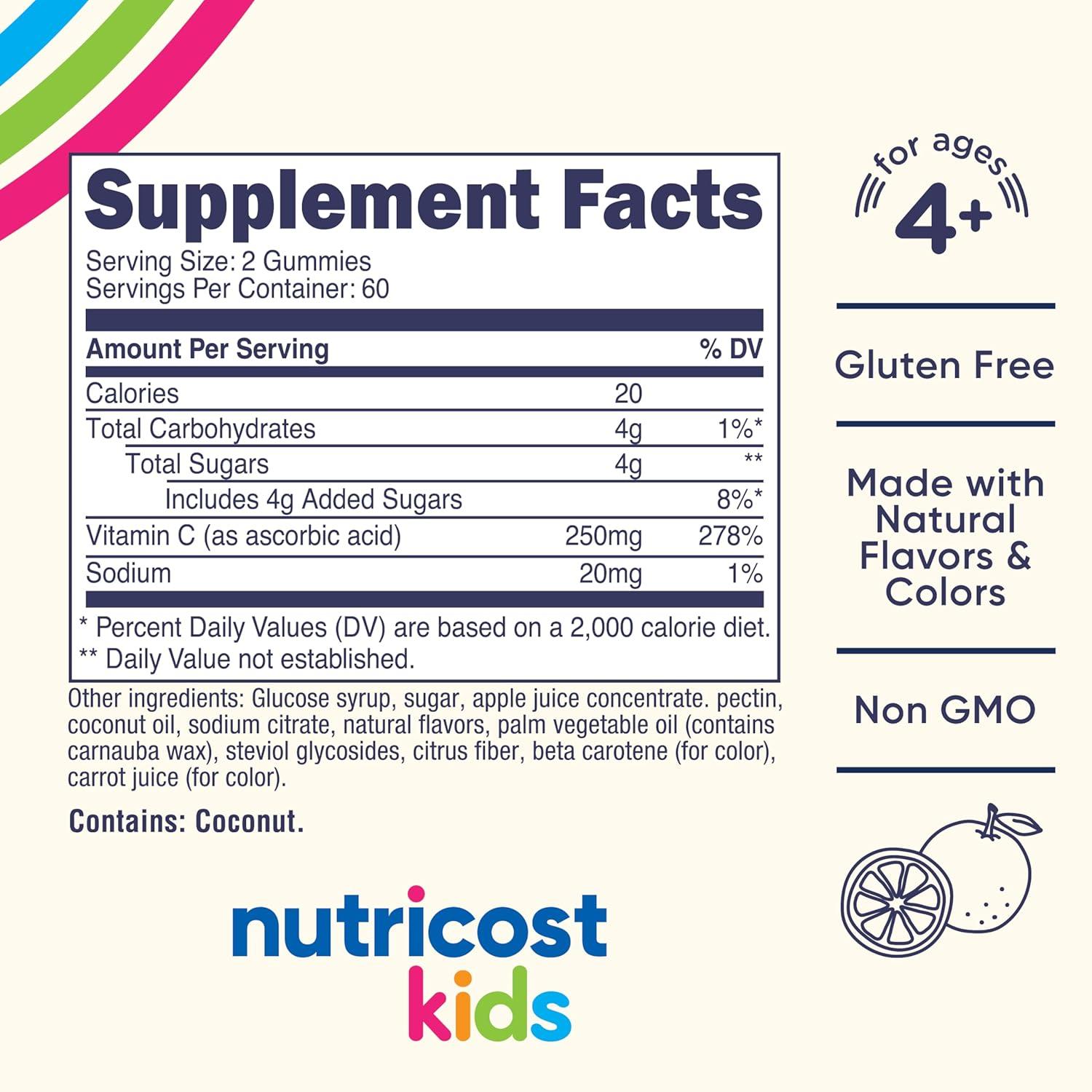 image:imageNutricost Kids Vitamin C Gummies 250mg 120 Gummies  Natural Flavors Natural Colors Gluten Free No Corn Syrup 60 Servings