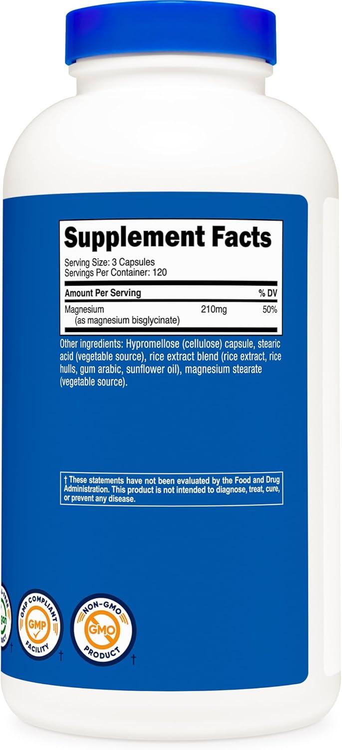 image:imageNutricost Magnesium Glycinate Capsules 180 Capsules 210 mg Per Serving Magnesium Glycinate Supplement for Gentle Absorption360 Count Pack of 1