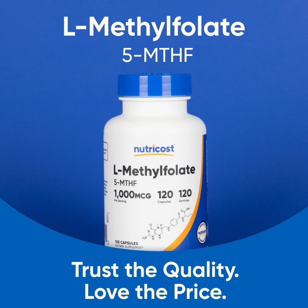 image:imageNutricost Methylfolate 1000mcg 120 Vegetarian Capsules Gluten Free NonGMO Methylated Folate120 Count Pack of 1