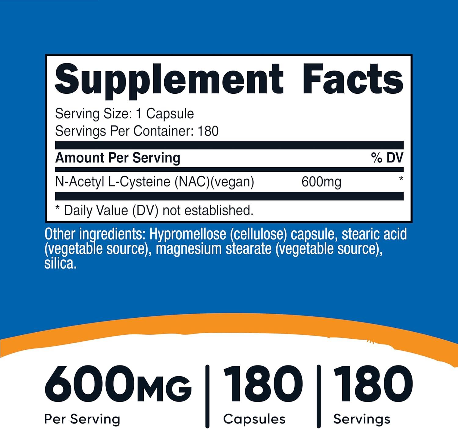 image:imageNutricost NAcetyl LCysteine NAC 600mg 180 Capsules NonGMO Gluten Free180 Count Pack of 1