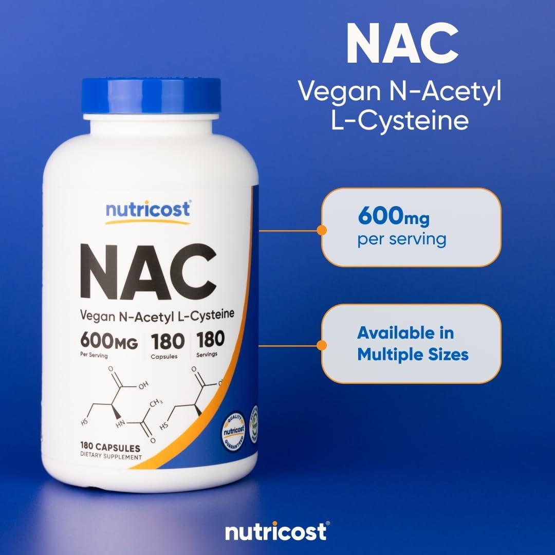 image:imageNutricost NAcetyl LCysteine NAC 600mg 180 Capsules NonGMO Gluten Free180 Count Pack of 2