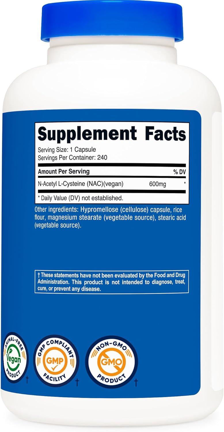 image:imageNutricost NAcetyl LCysteine NAC 600mg 180 Capsules NonGMO Gluten Free240 Count Pack of 1