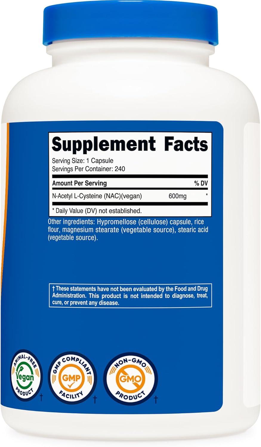 image:imageNutricost NAcetyl LCysteine NAC 600mg 180 Capsules NonGMO Gluten Free240 Count Pack of 2